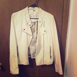 Guess Cream Leather Jacket